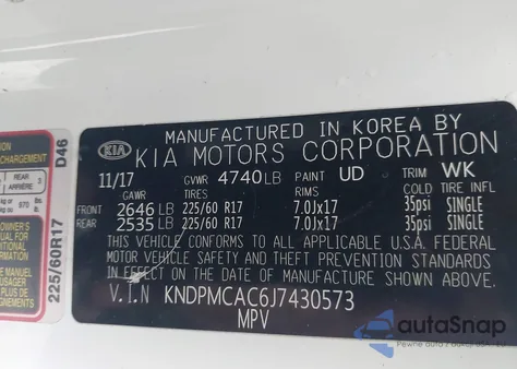 2018 Kia Sportage Lx из США, поврежденный, VIN KNDPMCAC6J7430573